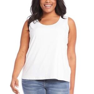 Karen Kane Womens White Scoop Neck‎ Tank Top 3X Staple Glam Luxe Luxury NWT $55